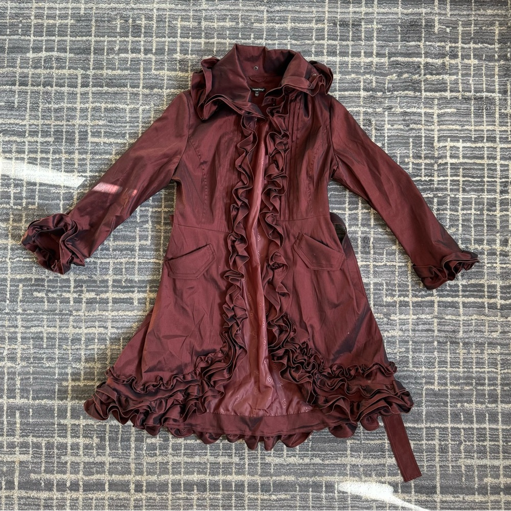 Samuel Dong Women’s Ruffle Coat Size M